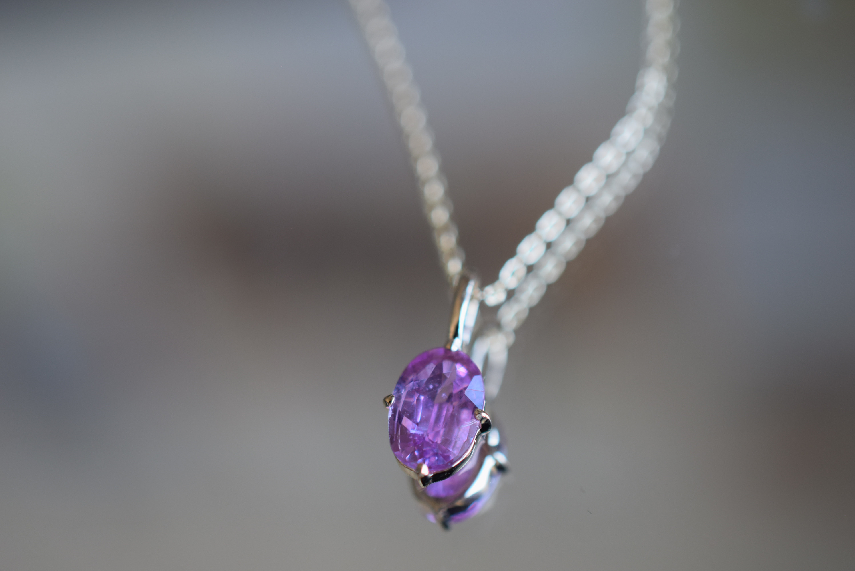 K9-14 非加熱 天然 サファイア 9金 2.375ct ラベンダー ミャンマー産 K9 チャーム ネックレス