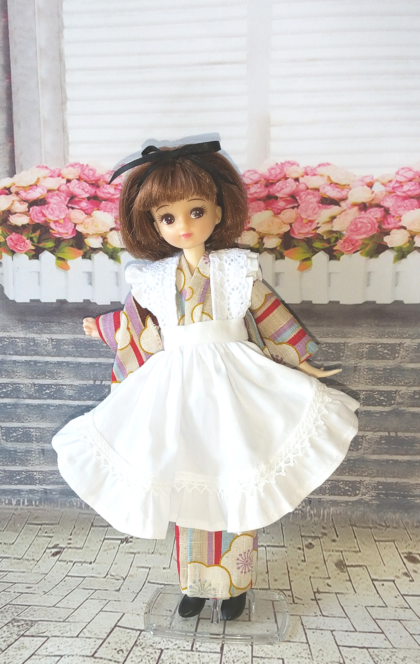 122 A　No. リカちゃん　ハンドメイド　エプロンワンピースセット