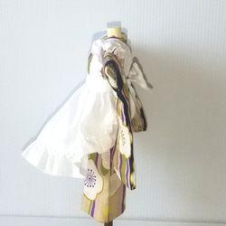 【送料無料】22cmドール レトロカフェのエプロンセット(ラベンダー)  リカちゃんブライスサイズ  着物 ハンドメイド 3枚目の画像