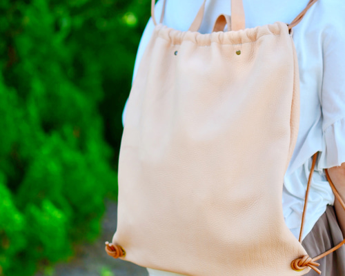 【handmade】 レザーナップサック フェイクレザーナップサック / faux leather knapsack（バック