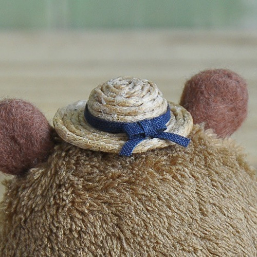 受注製作】テディベア ぬいぐるみ ミニチュア 麦わら帽子