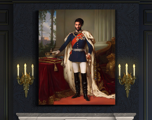 【オーダーメイド】写真からカスタムロイヤルキング天皇皇帝油絵スタイルの肖像画一点物 似顔絵 イラスト彼氏夫の贈り物誕生日 100%