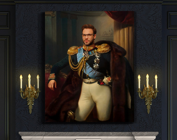 【オーダーメイド】写真からカスタムロイヤルキング天皇皇帝油絵スタイルの肖像画一点物 似顔絵 イラスト彼氏夫の贈り物誕生日 100%