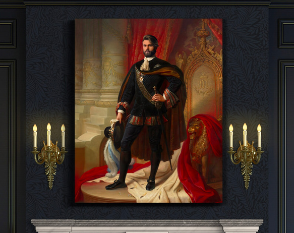 【オーダーメイド】写真からカスタムロイヤルキング天皇皇帝油絵スタイルの肖像画一点物 似顔絵 イラスト彼氏夫の贈り物誕生日 100%