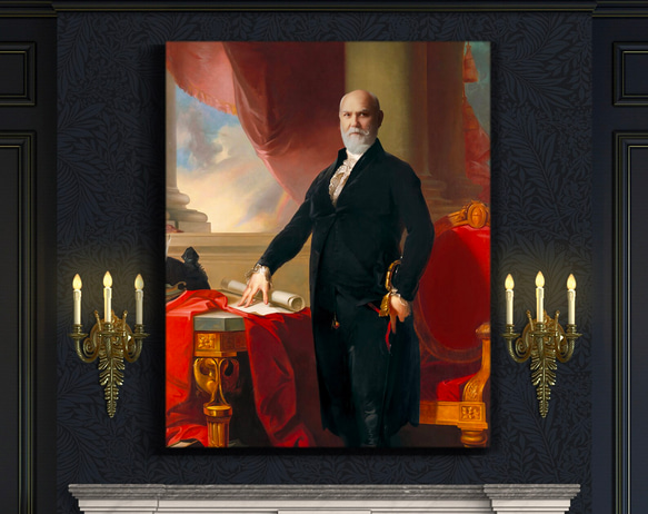 【オーダーメイド】写真からカスタムロイヤルキング天皇皇帝油絵スタイルの肖像画一点物 似顔絵 イラスト彼氏夫の贈り物誕生日 100%