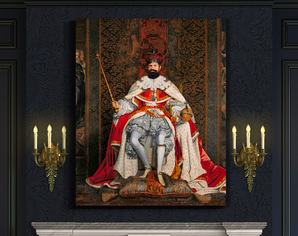 【オーダーメイド】写真からカスタムロイヤルキング天皇皇帝油絵スタイルの肖像画一点物 似顔絵 イラスト彼氏夫の贈り物誕生日 100%