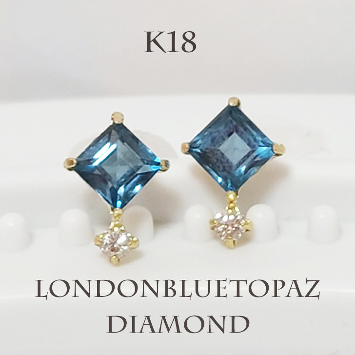 NZ◆ブルーオパールコッパー×ブルーダイヤモンドピアス