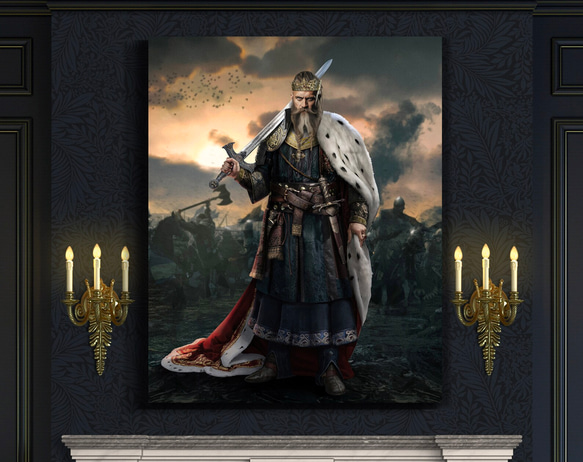 【オーダーメイド】写真からカスタムロイヤルキング天皇皇帝油絵スタイルの肖像画一点物 似顔絵 イラスト彼氏夫の贈り物誕生日 100%