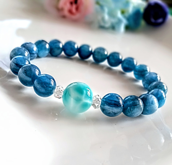 天然無処理ラリマー ブレスレット 14mm-61.8g