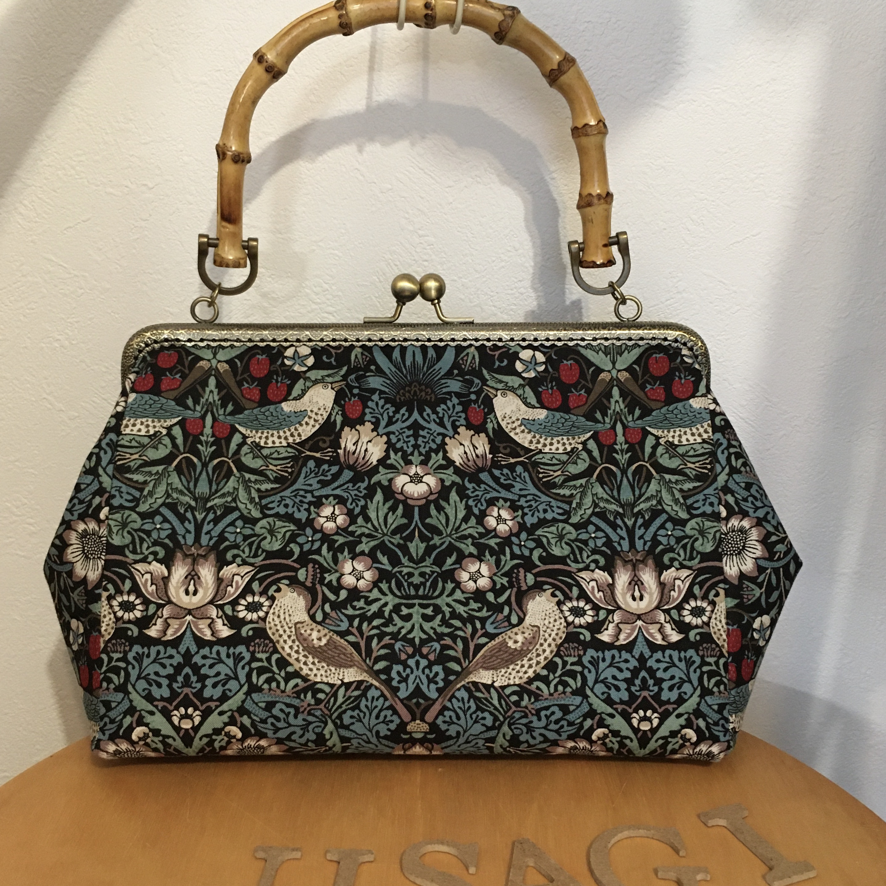 ウィリアムモリス バンブー がま口 バッグ ストロベリーシーフ 着物  