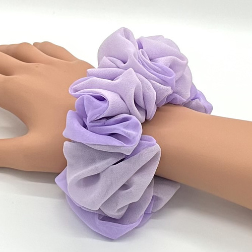 シュシュ ヘアゴム ライトグレーマーブル/パープル/ブラック