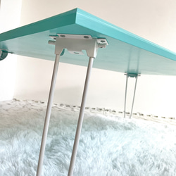 【受注制作】折りたたみ式ローテーブル　コンパクトテーブル　リビングテーブル　水色　ブルー　作業テーブル　おしゃれ　 7枚目の画像