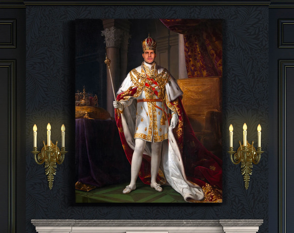 【オーダーメイド】写真からカスタムロイヤルキング天皇皇帝油絵スタイルの肖像画一点物 似顔絵 イラスト彼氏夫の贈り物誕生日 100%