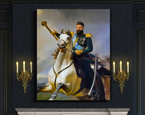 【オーダーメイド】写真からカスタムロイヤルキング天皇皇帝油絵スタイルの肖像画一点物 似顔絵 イラスト彼氏夫の贈り物誕生日 100%