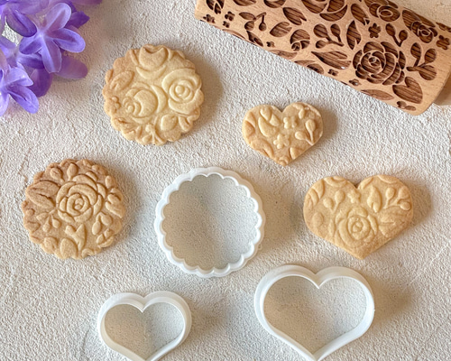 エンボスローラー　四角柄　木製麺棒　花柄　クッキー　クッキング　ハロウィン エンボスローラー 四角柄 木製麺棒 花柄 クッキー クッキング