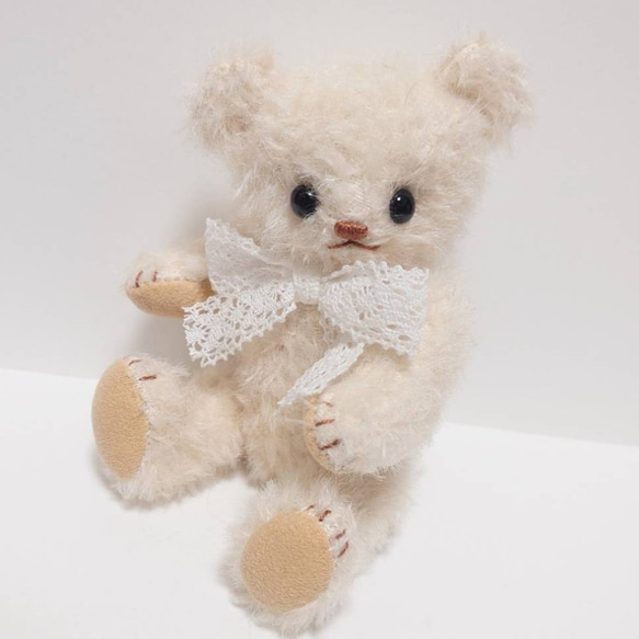 バニラホワイト ミニテディベア 14cm ぬいぐるみ yukumao 通販｜Creema 
