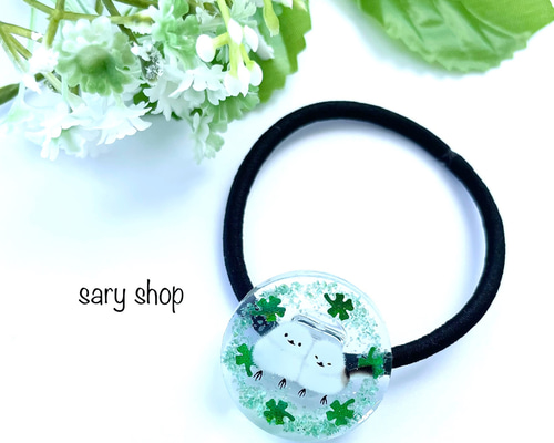 お花遊び小鳥ちゃんラウンドレジンヘアゴム