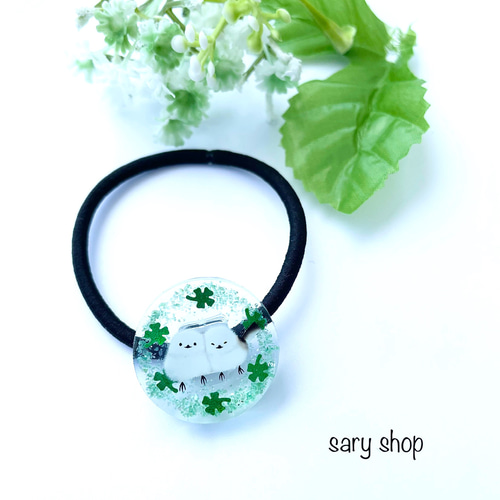 レジンヘアゴム、仲良しシマエナガ・再販不可