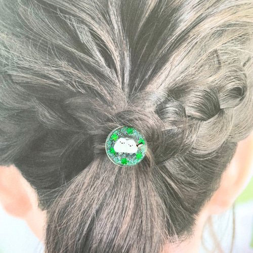 レジンヘアゴム、仲良しシマエナガ・再販不可