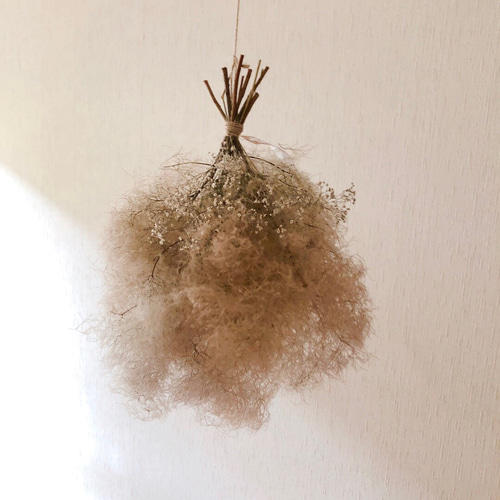 スモークツリー かすみ草 フライングスワッグ 30cm 2WAY ドライ