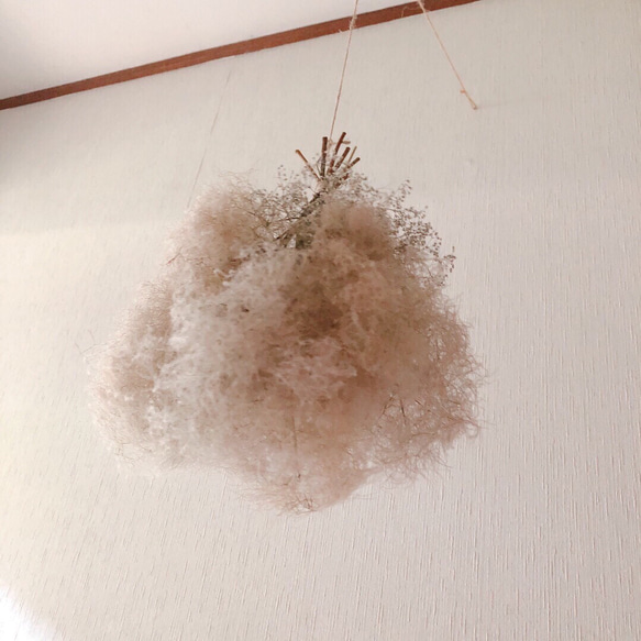 スモークツリー かすみ草 フライングスワッグ 30cm 2WAY ドライ