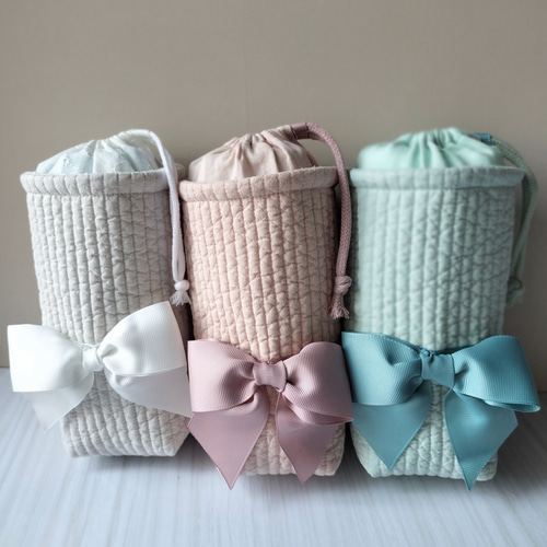 リボン柄保冷保温カバーセット