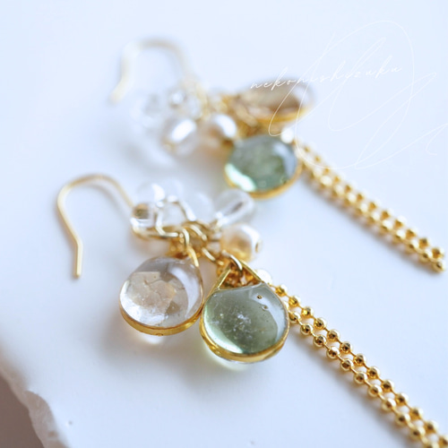 送料無料〗ピアス イヤリング 秋 ニュアンスカラー揺れる雫 おしゃれ  