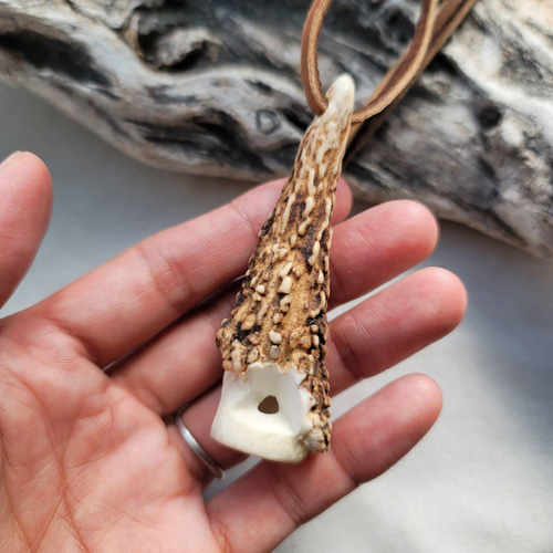 鹿の角 1本角の角笛ペンダント ネックレス・ペンダント 鹿角工房