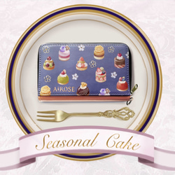 送料無料✼季節のケーキ ミニ財布 パスケース付き✼ブルー   全５色 1枚目の画像