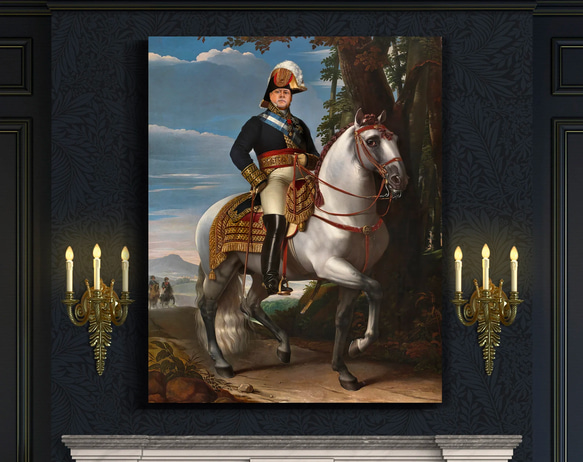 【オーダーメイド】写真からカスタムロイヤルキング天皇皇帝油絵スタイルの肖像画一点物 似顔絵 イラスト彼氏夫の贈り物誕生日 100%