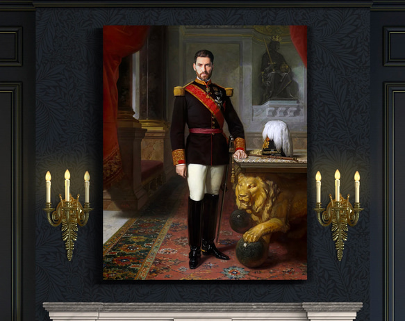 【オーダーメイド】写真からカスタムロイヤルキング天皇皇帝油絵スタイルの肖像画一点物 似顔絵 イラスト彼氏夫の贈り物誕生日 Z1237033042(9555円)