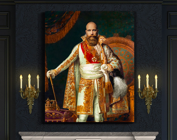 【オーダーメイド】写真からカスタムロイヤルキング天皇皇帝油絵スタイルの肖像画一点物 似顔絵 イラスト彼氏夫の贈り物誕生日 100%