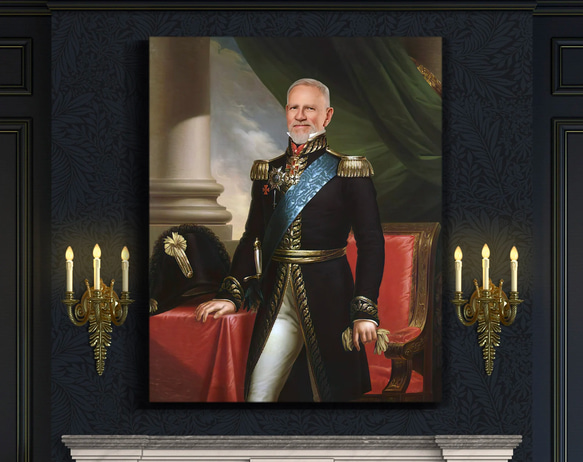 【オーダーメイド】写真からカスタムロイヤルキング天皇皇帝油絵スタイルの肖像画一点物 似顔絵 イラスト彼氏夫の贈り物誕生日 100%