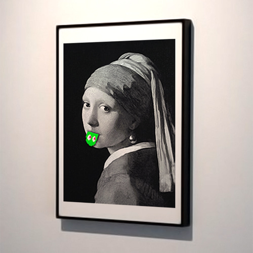 フェルメール テヘペロ 真珠の耳飾りの少女 グリーン アートデザイン