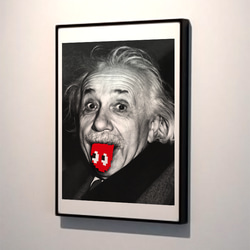 アインシュタイン　テヘペロ　アートデザインポスター　レッド　A1サイズ　半光沢紙　 1枚目の画像