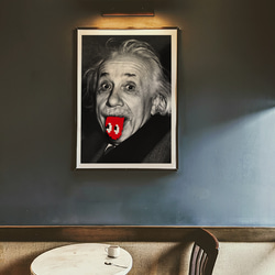 アインシュタイン　テヘペロ　アートデザインポスター　レッド　A1サイズ　半光沢紙　 4枚目の画像