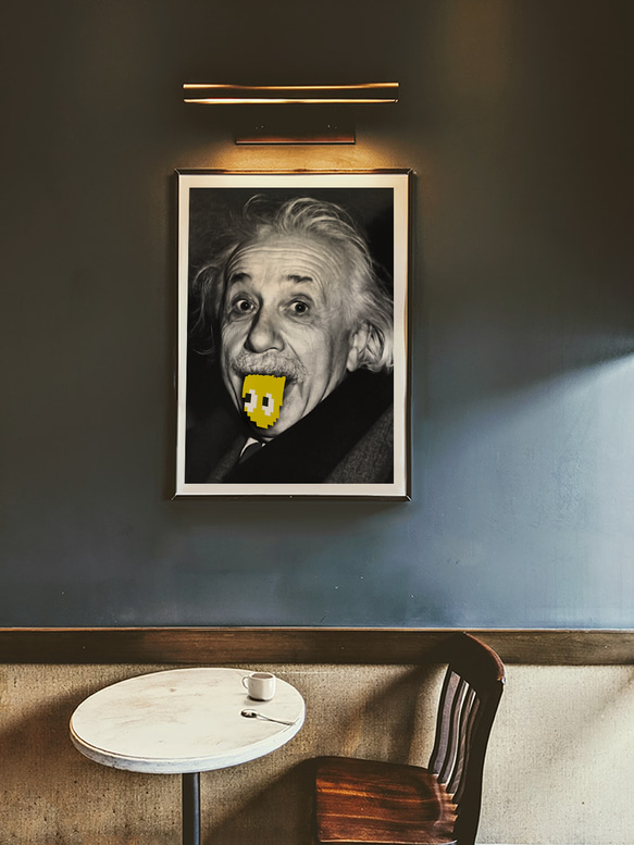 アインシュタイン　テヘペロ　アートデザインポスター　マスタード　A3サイズ　半光沢紙　 4枚目の画像