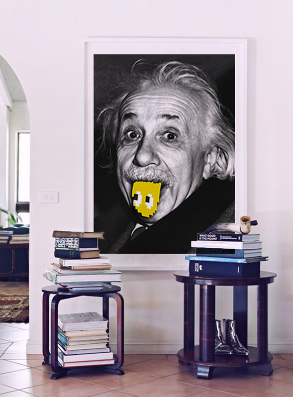 アインシュタイン　テヘペロ　アートデザインポスター　マスタード　A3サイズ　半光沢紙　 3枚目の画像