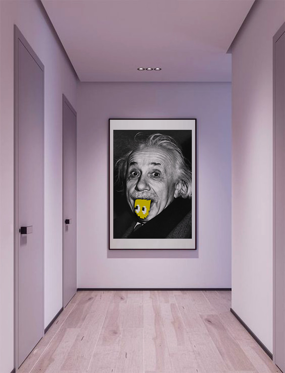アインシュタイン　テヘペロ　アートデザインポスター　マスタード　A3サイズ　半光沢紙　 2枚目の画像
