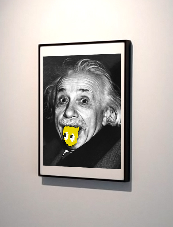 アインシュタイン　テヘペロ　アートデザインポスター　マスタード　A3サイズ　半光沢紙　 1枚目の画像