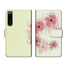 Xperia AQUOS GALAXY カメラ穴対応 手帳型 Pastel Flower type3 m-528 1枚目の画像