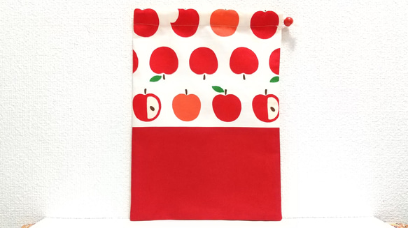 りんご（白地）1 巾着袋 2枚目の画像