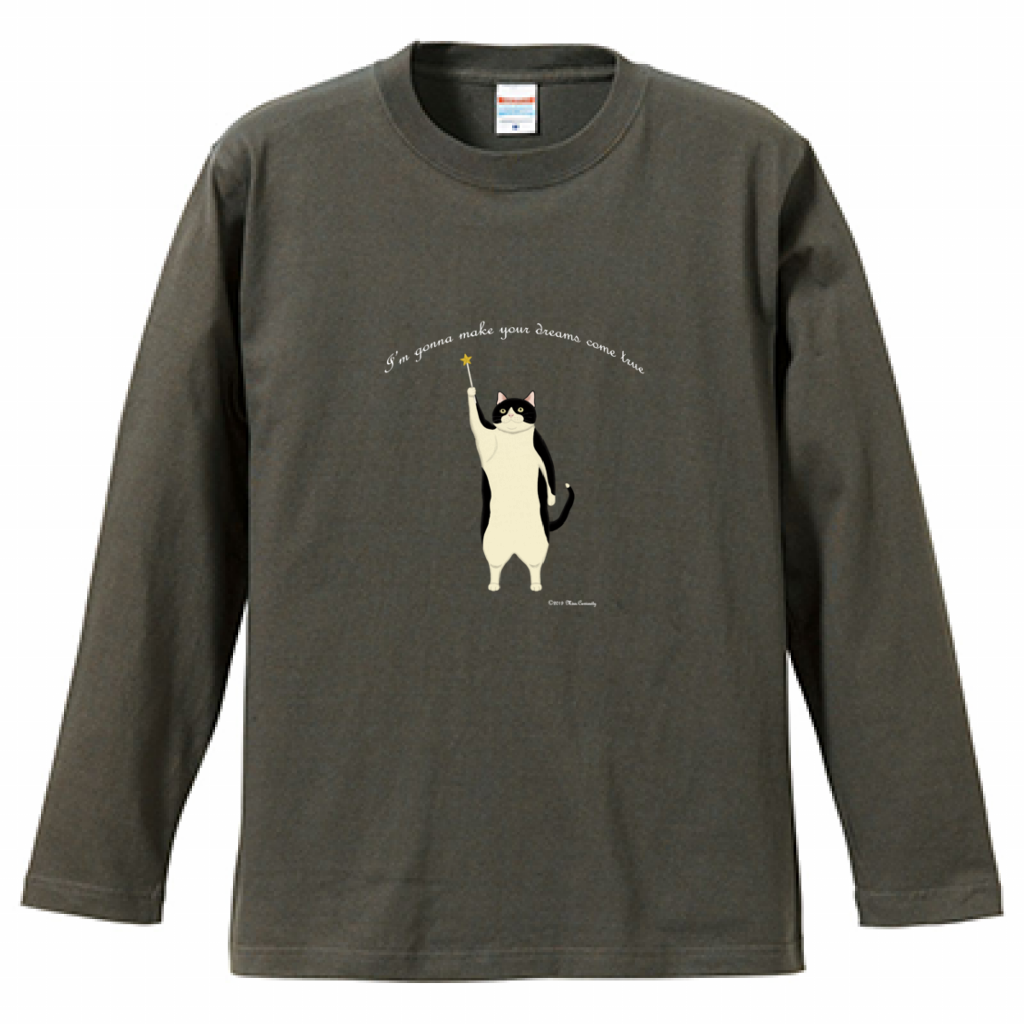 長袖Tシャツ　星に願いを　白黒猫