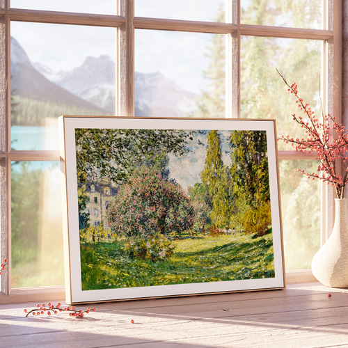 アートポスター モネ 庭園 花 グリーン 印象派 名画 風景画 ナチュラル