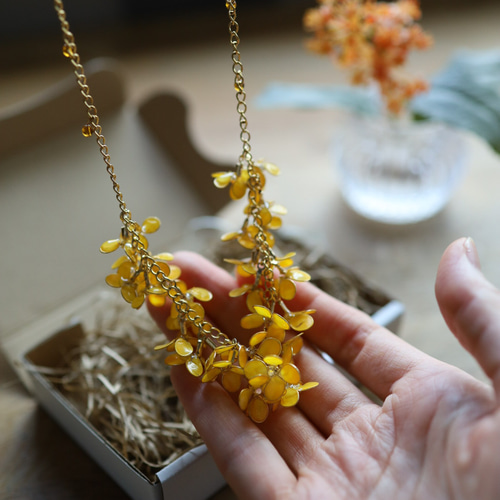 咲き誇る金木犀のネックレス アレルギー対応チェーン ネックレス