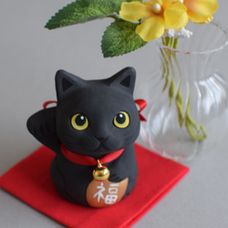 招き猫(黒猫・右手)【受注制作】ご注文前には必ずメッセージで