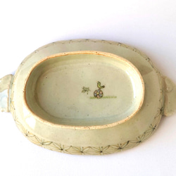 特別な一皿のためのうつわ　間取紫古紋　楕円平鉢　陶器 5枚目の画像