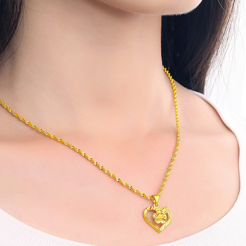 k金のネックレス女性の金足の金の運を運んで珠の黄金の愛の心の