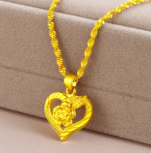 k金のネックレス女性の金足の金の運を運んで珠の黄金の愛の心の
