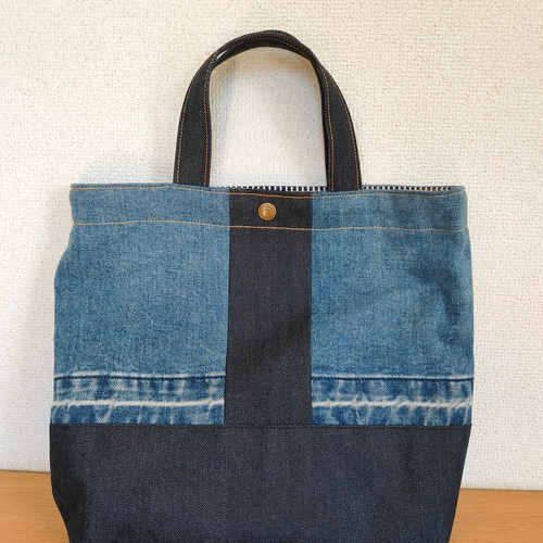 ㉓ トートバッグ ☆ 岡山デニム ヒッコリー ハンドバッグ トートバッグ